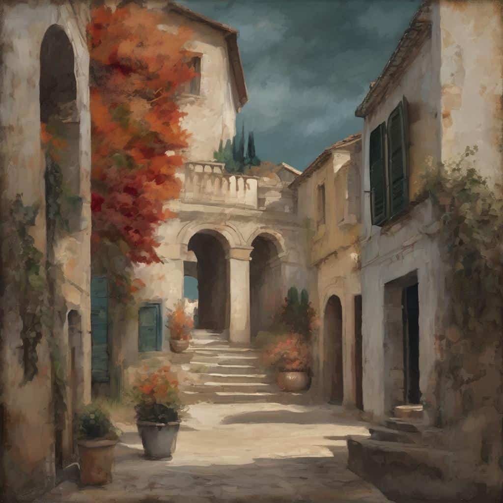 Παραδοσιακή γαλλική οδόπολη με τέχνη και καινοτομία στην τέχνη, ζωγραφικό έργο.